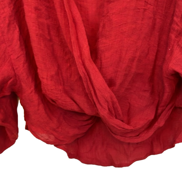 FAVLUX Red Sheer Wrap Twist Front Top Size M - Picture 4 of 8